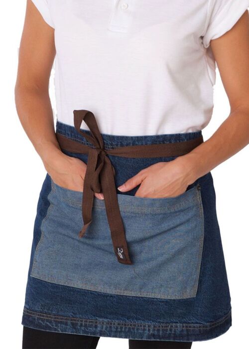 Washed Denim Contrast Waist Apron Thumbnail