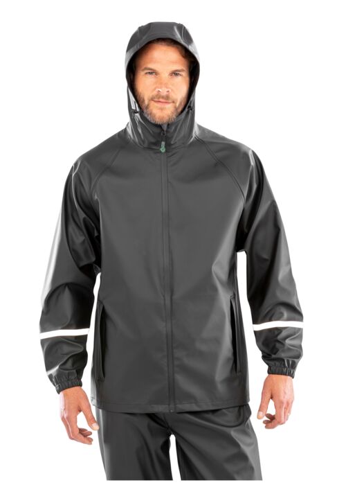 Prism PU Waterproof Jacket With Reflective Bands and Recycled Backing Thumbnail