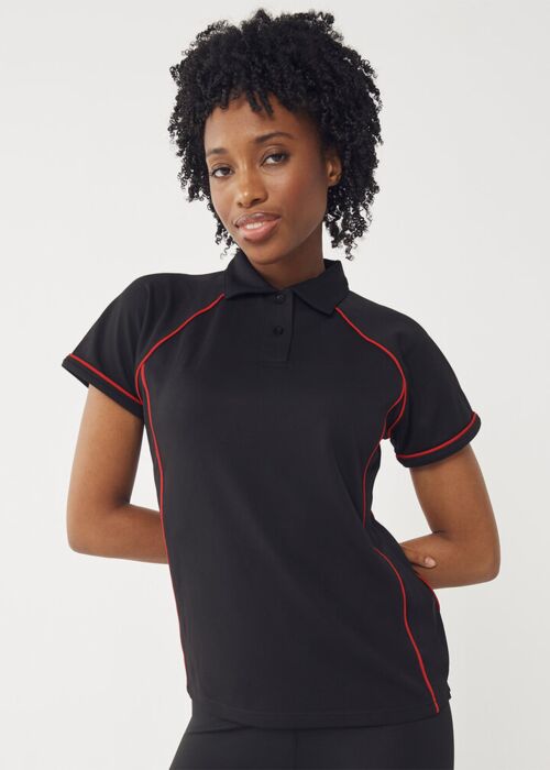 Women's piped performance polo Thumbnail