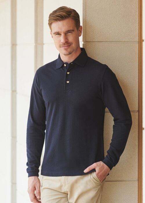 Long sleeve cotton polo shirt Thumbnail