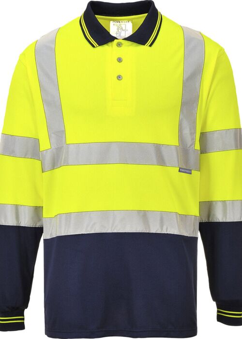Two-tone long sleeve polo (S279) Thumbnail