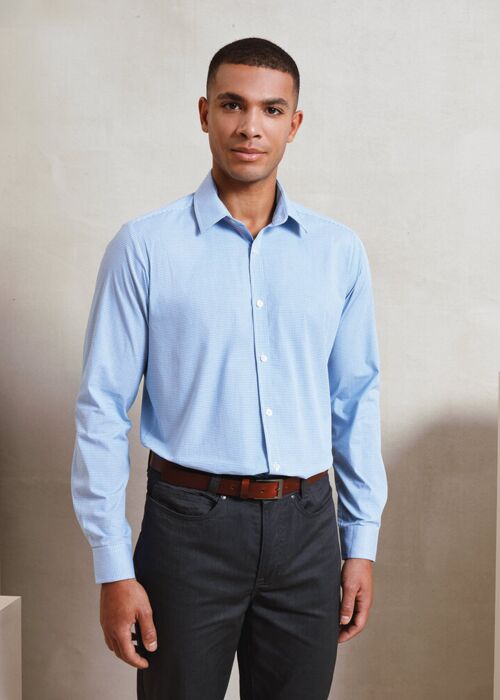 Microcheck (Gingham) long sleeve cotton shirt Thumbnail
