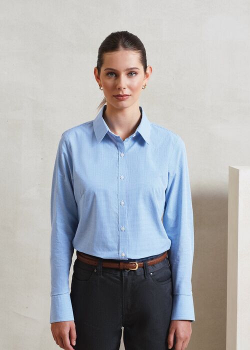 Women's Microcheck (Gingham) long sleeve cotton shirt Thumbnail