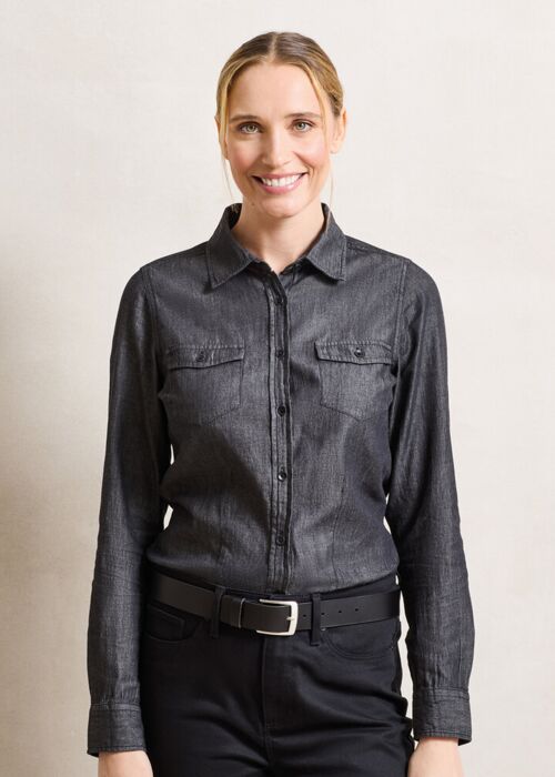 Women's jeans stitch denim shirt Thumbnail