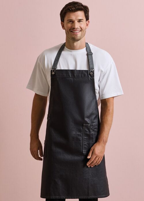 District waxed-look denim bib apron Thumbnail