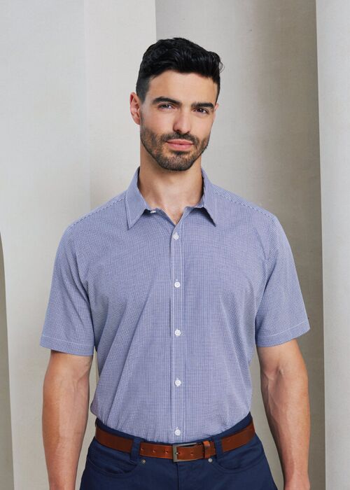 Microcheck (Gingham) short sleeve cotton shirt Thumbnail