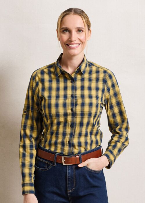 Women's Mulligan check cotton long sleeve shirt Thumbnail