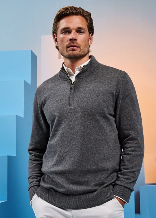 Men's cotton blend ¼ zip sweater Thumbnail