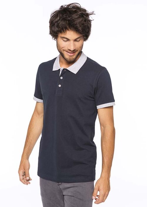 Two-tone piqué polo shirt Thumbnail