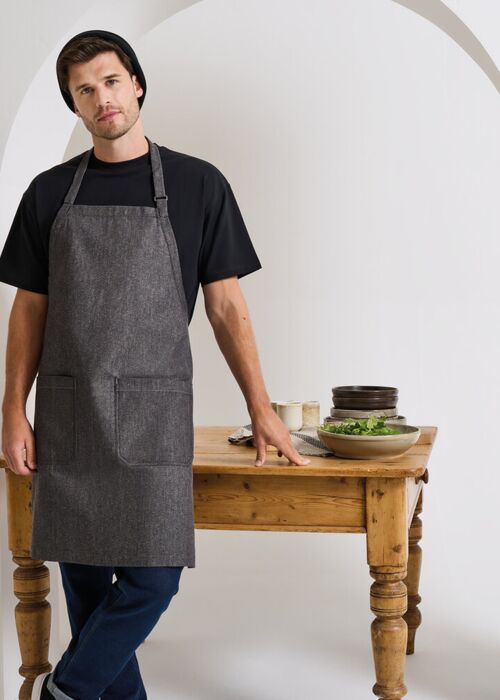Cotton denim bib apron, organic and Fairtrade certified Thumbnail