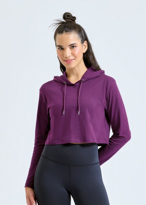 Women's TriDri® cropped hooded long sleeve t-shirt Thumbnail