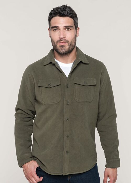 Sherpa-lined fleece overshirt Thumbnail