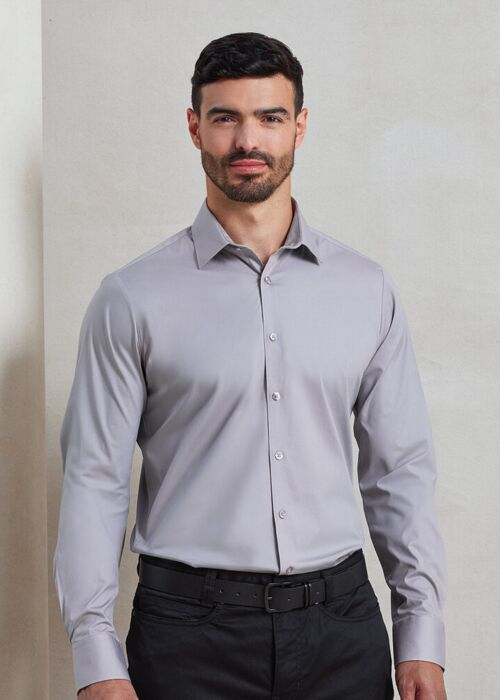 Stretch fit cotton poplin long sleeve shirt Thumbnail