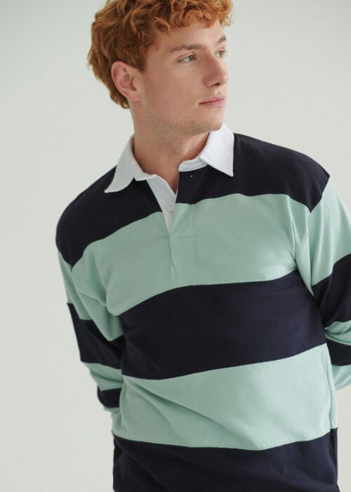 Sewn stripe long sleeve rugby shirt Thumbnail